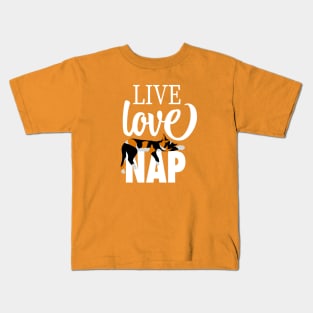 Live Love Nap Sleepy Calico Cat - Lazy Day Kitty Lover Kids T-Shirt